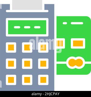 Vector POS Kreditkarte, Bankterminal, Zahlungsmethoden weiße Linie Symbol. Stock Vektor