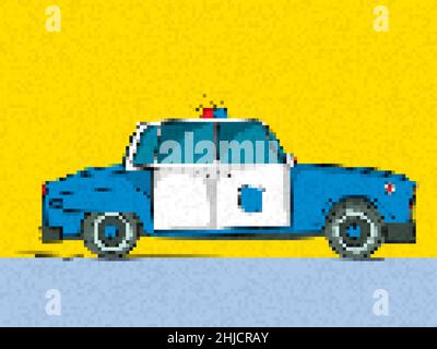 Pixel Art Polizeiauto, Vektordarstellung Stock Vektor