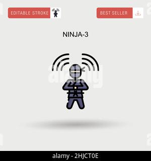 Ninja-3 einfaches Vektorsymbol. Stock Vektor