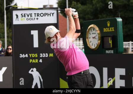 SAINT NOM LA BRETECHE, FRANKREICH, 4. OKTOBER 2013 : Golfer in Aktion bei der Sevriano Ballesteros Trophäe 2013 Stockfoto