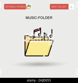 Einfaches Vektorsymbol für Musikordner. Stock Vektor