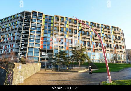 Park Hill Apartments, Sheffield. Diese Wohnungen wurden im Jahr 1950s erbaut und haben in jüngster Zeit als trendige Wohnungen einen neuen Lebensweg gefunden. Stockfoto