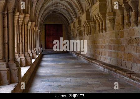 Kloster der Abtei Poblet, Reial Monestir de Santa Maria de Poblet, Katalonien, Spanien. Es handelt sich um ein Zisterzienserkloster, das 1151 gegründet wurde und sich am f Stockfoto