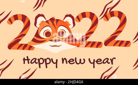 Neujahrskarte mit Tiger-Konzept Stock Vektor