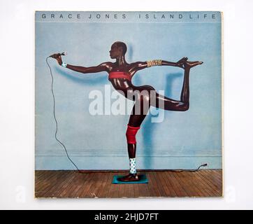 LP-Cover von Island Life, einem Compilation Album von Grace Jones, das 1985 veröffentlicht wurde Stockfoto