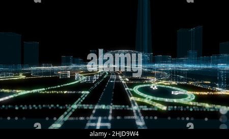 Futuristische Smart Digital City. Smart City Und Technology Business Concept Stockfoto