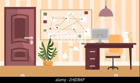 Inneneinrichtung des Detektivbüros Stock Vektor