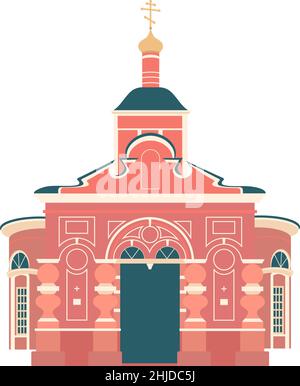 Isolieren Sie die Illustration der orthodoxen Kirche. Russische Kathedrale. Flacher Style Stock Vektor