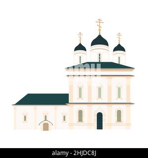 Isolieren Sie die Illustration der orthodoxen Kirche. Russische Kathedrale. Flacher Style Stock Vektor