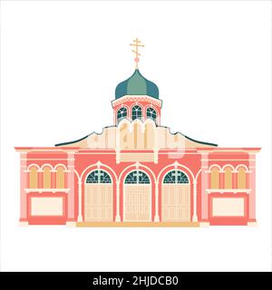 Isolieren Sie die Illustration der orthodoxen Kirche. Russische Kathedrale. Flacher Style Stock Vektor