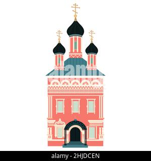 Isolieren Sie die Illustration der orthodoxen Kirche. Russische Kathedrale. Flacher Style Stock Vektor