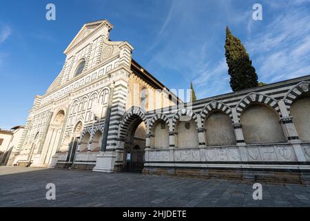 Florenz, Italien. Januar 2022. Außenansicht der Kirche Santa Maria Novella im Stadtzentrum Stockfoto