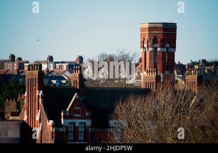 London, Großbritannien - 13th 2022. Januar: Die alte Feuerwache in West Norwood, die jetzt das South London Theatre beherbergt Stockfoto