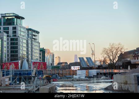 Miles Yard Baustelle, Büroentwicklung im Besitz von Downing Property, Vauxhall, London Stockfoto
