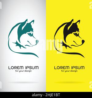 Vektor eines Hundes sibirische Husky-Design auf weißem Hintergrund und gelbem Hintergrund, Logo, Symbol. Leicht editierbare Vektorgrafik mit Ebenen. Stock Vektor