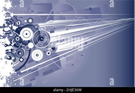 Abstrakter technischer Hintergrund mit geometrischen Formen und dynamischen Linien für futuristische Designs Stock Vektor