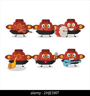 Cartoon-Charakter von roten chinesischen Hut spielen einige Musikinstrumente. Vektorgrafik Stock Vektor