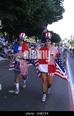 UNABHÄNGIGKEITSFEIERTAG 4th. JULI BRISTOL RI, USA La plus ancienne Parade aux usa emerant le jour de l'Independence Stockfoto