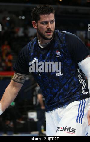 Nicolas Tournat aus Frankreich während des EHF Euro 2022, Halbfinalspiel zwischen Frankreich und Schweden am 28. Januar 2022 in der Budapest Multifunctional Arena in Budapest, Ungarn. Foto von Laurent Lairys/ABACAPRESS.COM Stockfoto