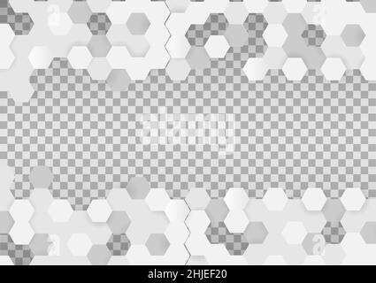 Abstrakter Hexagon-Hintergrund. Graue geometrische Verlaufsform auf transparentem Hintergrund. Vektorgrafik. Stock Vektor