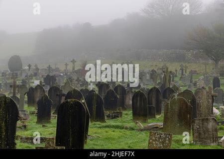 Ein nebliger Morgen im Grabhof Stockfoto