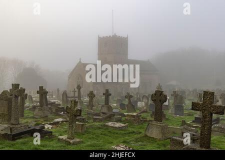 Ein nebliger Morgen im Grabhof Stockfoto