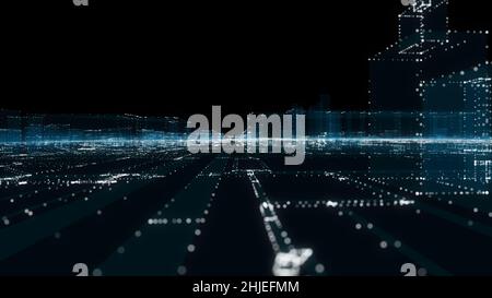 Futuristische Smart Digital City. Smart City Und Technology Business Concept Stockfoto