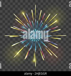 Isoliertes Feuerwerk auf transparentem Hintergrund. Vektorgrafiker Stock Vektor