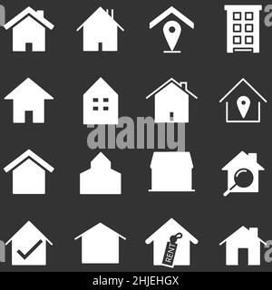 Satz von Home Icon Vektor-Illustrator. Haus lineare Linie Silhouette Symbol. 640 x 640 px. Stock Vektor