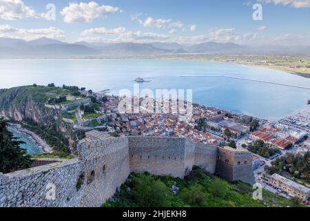 Nafplio View, Peloponnes, Griechenland. Stockfoto