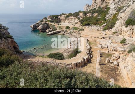 Das Heiligtum der Göttin Hera in Perachora, Corinthia, Griechenland. Stockfoto