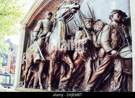 Robert Gould Shaw und 54th Regiment Denkmal in Boston Common Stockfoto