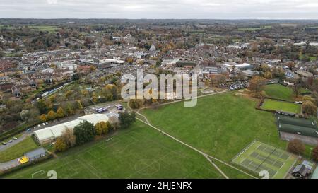 Hertford Stadtzentrum Hertfordshire UK Stadt Luftdrohne Ansicht Stockfoto