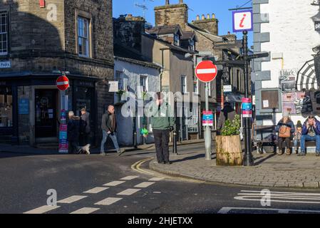 Hauptstraße in Kirkby Lonsdale in Cumbria Stockfoto