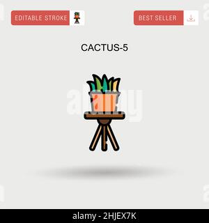 Cactus-5 einfaches Vektorsymbol. Stock Vektor