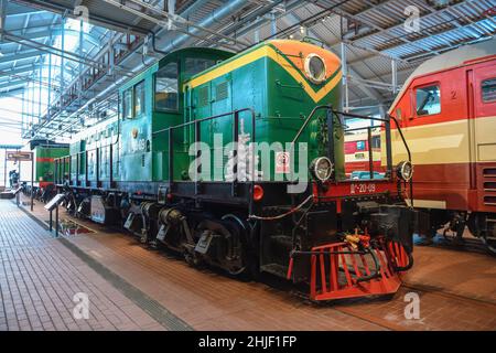 SANKT PETERSBURG, RUSSLAND - 12. JANUAR 2022: Amerikanische Diesellokomotive Da-20-09, gebaut für die Sowjetunion während des Zweiten Weltkriegs Stockfoto