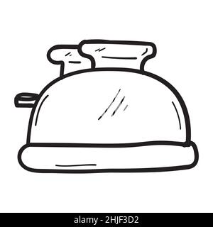 Handgezeichnetes Toaster-Symbol im Doodle-Stil isoliert. Stock Vektor