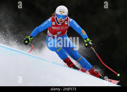 Garmisch Partenkirchen, Deutschland. 29th Januar 2022. Alpinski: WM, Abfahrt, Frauen. Nadia Delago aus Italien fährt Ski auf der Kandahar. Quelle: Karl-Josef Hildenbrand/dpa/Alamy Live News Stockfoto