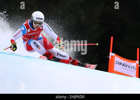 Garmisch Partenkirchen, Deutschland. 29th Januar 2022. Alpinski: WM, Abfahrt, Frauen. Joana Hählen aus der Schweiz fährt Ski auf der Kandahar. Quelle: Karl-Josef Hildenbrand/dpa/Alamy Live News Stockfoto