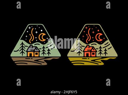 Komfortables einfaches Haus Linie Kunst Illustration Design Stock Vektor