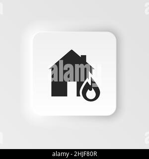 Feuer, Haus, Haus, Versicherung Symbol - Vektor. Versicherung neumorphische Stil Vektor-Symbol. Auf weißem Hintergrund Stock Vektor