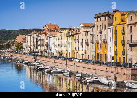 Schöne Aussicht auf Bosa, Insel Sardinien, Italien. Reiseziel Stockfoto