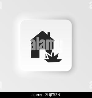 Explosion, Haus, Haus, Versicherung Symbol - Vektor. Versicherung neumorphische Stil Vektor-Symbol. Auf weißem Hintergrund Stock Vektor