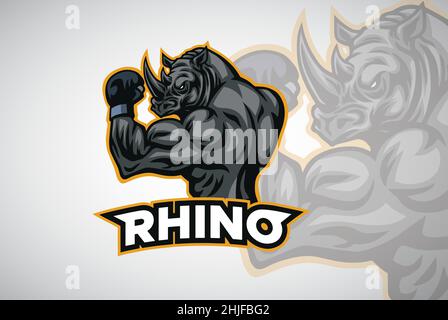 Rhino Logo Design Sport Esport Maskottchen Charakter Design Vektor Stock Vektor