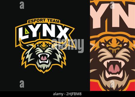 Lynx Bobcat Wildcat Maskottchen für Esport Sports Logo Design Stock Vektor