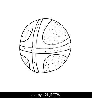 Handgezeichnete Vektordarstellung eines Balls im Doodle-Stil. Niedliche Illustration von Sportgeräten auf weißem Hintergrund im Doodle-Stil Stock Vektor