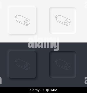 Neumorphic Stil schwarz-weiß Set Lebensmittel-und Getränke-Vektor-Symbol. Wurst-Symbol in Linie Stil isoliert Icon-Set Stock Vektor