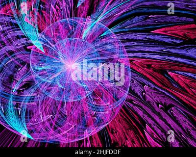 Helle mehrfarbige Spirale - abstrakte computergenerierte fraktale Illustration Stockfoto