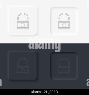 Neumorphic Stil schwarz und weiß Set Lebensmittel und Getränke Vektor-Symbol. Zinn-Dose Symbol Vektor Illustration Icon set Stock Vektor