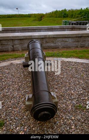 Blomefield Gusseisen 12-Pfünder 34-cwt Smoothbore Muzzleloading Gun Stockfoto